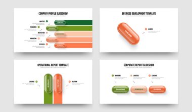 Girişim Geliştirme Beş Bir İki Üç Basamaklı Slayt Gösterisi Şablon Vektör Resimleri Paketi. İş İncelemesi 5123 Seçenek Diyagramı Sunum Tasarım Koleksiyonu.