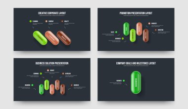 Finansal Çözüm Üç Dört Beş Bir Eleman Diyagramı Sunum Düzeni Vektör İllüstrasyon Paketi. Görsel Kampanya 3451 Adım Bilgi Kaydırma Tasarımı.