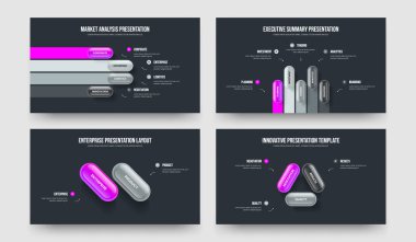 İş Planı 4-5-2-3 Seçenek Diyagram Kaydırma Planı Vektör Çizimi. Danışmanlık Giriş 4523 Element Bilgi Sunumu Tasarım Koleksiyonu.