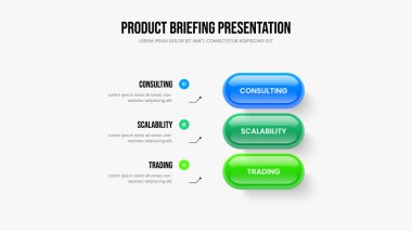 Profesyonel Büyüme Çerçeve Şablonu Vektör İllüstrasyonu. Modern Showcase 3 Seçenek Diyagramı Kaydırma Düzeni. Pazarlama Görselleştirme Üç Adım Bilgisel Sunum Tasarımı.