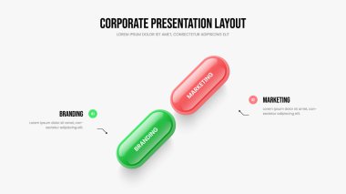 Proje Görselleştirme İki Seçenek Slayt Şablonu. Modern Review Slayt Tasarım Vektörü İllüstrasyonu. Servis Insight 2. Adım Bilgi Çerçevesi Düzeni.