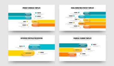 Satış Kampanyası 4-5-2-3 Element Diyagramı Sunum Tasarım Vektör Çizimi. Proje Analizi 4523 Seçenek Bilgisel Slayt Düzeni Koleksiyonu.