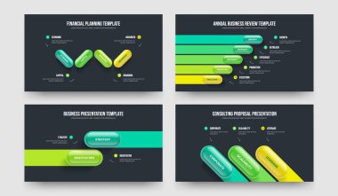 Kurumsal İcat 4-5-2-3 Element Diyagram Slayt Gösterisi Vektör Çizim Paketi. Yatırımcı Insight 4523 Adım Bilgisel Sunum Tasarımı Koleksiyonu.