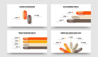 Modern Profil 2345 Seçenek Diyagramı Sunum Şablonu Ayarlandı. Yatırımcı Analizi 2-3-4-5 Element Bilgi Kaydırma Slaytı Tasarım Vektörü Çizim Paketi.
