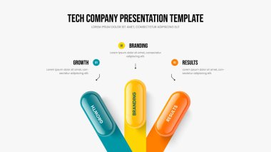 Business Showcase Sunum Tasarım Vektörü İllüstrasyonu. Modern Teklif 3 Adım Diyagram Düzenleme. Görsel Gözden Geçirme Üç Element Bilgisel Slayt Gösterisi Şablonu.