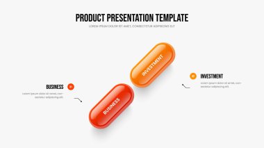 Yatırımcı Çözümü Şablon Şablonu İllüstrasyonu. Reklam Denetimi 2 Adım Bilgi Kaydırma Düzeni. Girişim İki Seçenek Diyagramı Sunum Tasarımı.