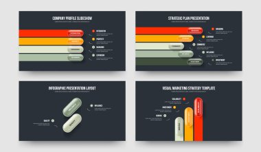 Atılgan 'ın Performans Dört Beş İki Üç Seçenek Slayt Gösterisi Slayt Tasarım Vektörü Çizim Paketi. Görsel Görüş 4523 Element Diyagramı Sunum Düzeni Koleksiyonu.