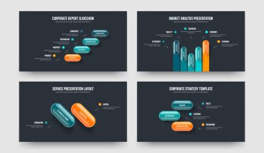 Profil 4523 Element Diyagramı Sunum Tasarım Paketi. Finansal Rapor Dört Beş İki Üç Adım Bilgi Şablonu Vektör Resimleme Koleksiyonu.