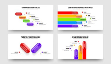 Modern Planlama 4523 Seçenek Diyagramı Sunum Düzeni Seti. Yaratıcı Kampanya 4-5-2-3 Element Infographic Frame Şablon Vektör İllüstrasyon Koleksiyonu.