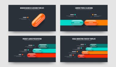 Atılgan Raporu 1234 Element Diyagram Slayt Gösterisi Yerleşimi Koleksiyonu. Kurumsal Gösteri 1-2-3-4 Adım Bilgi Kaydırma Şablonu Tanımlama Ayarları.