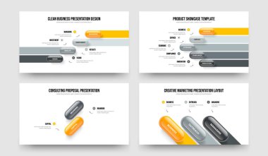 Yatırımcı Profili 4523 Seçenek Slayt Şablonu Koleksiyonu. Finansal Gözden Geçirme Dört Beş İki Üç Adım Bilgi Kaydırma Tasarım Vektörü Çizim Paketi.