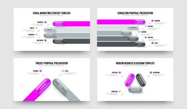 Ürün Önerisi Dört Beş İki Üç Adım Slayt Gösterisi Slayt Tasarım Vektörü Çizimi. Kurumsal İcat 4523 Element Bilgi Sunum Düzeni Paketi.