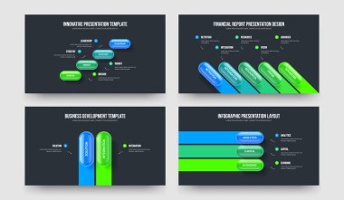 Yatırımcı Planı 4-5-2-3 Element Diyagram Slayt Gösterisi Vektör Çizim Paketi. Şirket Büyümesi 4523 Seçenek Bilgilendirme Çerçeve Tasarımı Koleksiyonu.