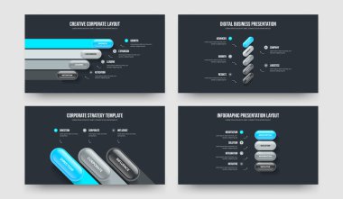 Reklam Planlama 4534 Element Diyagramı Sunum Şablonu Ayarlandı. Kurumsal Çözüm Dört Beş Üç Dört Seçenek Slayt Düzeni Vektör İllüstrasyon Koleksiyonu.