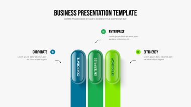İş Stratejisi Üç Seçenek Diyagram Düzenleme. Görsel Profil 3 Element Bilgi Sunum Şablonu. Reklam Planı Slayt Tasarım Vektörü İllüstrasyonu.