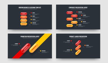 Atılgan Gözden Geçirme Dört Beş İki Üç Basamaklı Diyagram Çerçeve Düzenleme Vektör Çizim Paketi. Kurumsal Giriş 4523 Element Slayt Gösterisi Şablonu Ayarlandı.