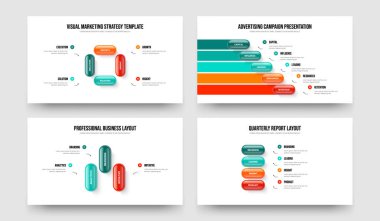 Yaratıcı Giriş 4534 Adım Diyagram Kaydırma Şablonu Koleksiyonu. Kurumsal Brifing Dört Beş Üç Dört Seçenek Bilgilendirme Sunum Tasarım Vektör Çizim Paketi.