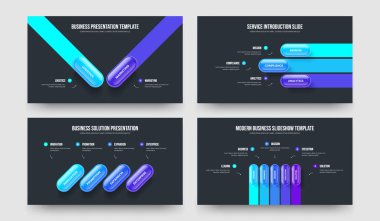 Görsel Kampanya 2345 Adım Infographic Slayt Gösterisi Tasarımı. Dijital Fırlatma 2-3-4-5 Element Diyagramı Şablon Vektör Resimleme Koleksiyonu.