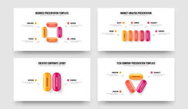 İş Geliştirme 4-5-2-3 Element Bilgi Kaydırağı Tasarım Vektör Resimleri Koleksiyonu. Yaratıcı İçgörü 4523 Seçenek Diyagramı Slayt Şablonu Paketi.
