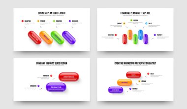 Satış buluşu 4523 Element Diyagram Şablon Paketi. Modern Görselleştirme Dört Beş İki Üç Seçenek Bilgilendirme Sunumu Tasarım Vektörü İllüstrasyonu.