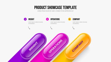 Enterprise Insight 3 Seçenek Diyagram Çerçeve Tasarımı. Satış Şablonu Kaydırma Şablonu Resimleri. Profesyonel Rapor Üç Element Bilgi Slayt Gösterimi Düzeni.