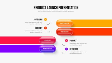 Görsel Gösteri Dördüncü Element Diyagramı Sunum Şablonu. Şirket Profili 4 Seçenek Slayt Gösterisi Tasarımı. Modern Plan Slayt Düzeni Vektör İllüstrasyonu.