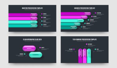 Şirket Planlama 4523 Seçenek Slayt Gösterisi Tasarım Koleksiyonu. Profesyonel Geliştirme Dört Beş İki Üç Adım Diyagram Sunum Şablonu Vektör İllüstrasyonu.