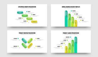 Ürün Büyümesi 4 4 4 4 Seçenek Diyagram Kaydırma Tasarımı Paketi. Satışlar Hava Durumu Dört Dört Dört Adım Bilgi Çerçeve Düzenleme Vektör İllüstrasyonu.