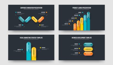 Ürün Geliştirme 4523 Element Diyagramı Kaydırma Şablonu Paketi. Servis Tahminleri: Dört Beş İki Üç Adım Bilgi Sunum Düzeni Vektör İllüstrasyon Koleksiyonu.