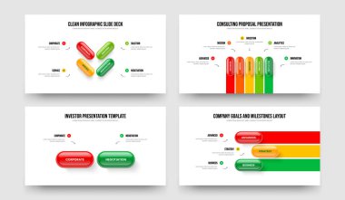 Modern Kampanya 4523 Element Diyagramı Çerçeve Düzeni Paketi. Şirket Önerisi 4-5-2-3 Seçenek Bilgilendirme Sunumu Tasarım Vektörü İllüstrasyon Koleksiyonu.