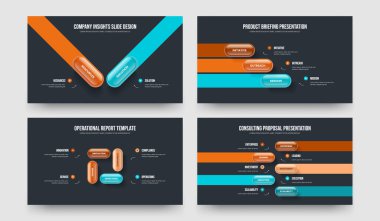 Atılgan Görselleştirme 2345 Element Bilgi Sunumu Tasarım Seti. Kurumsal İcat İki Üç Dört Beş Seçenek Çerçeve Düzenleme Vektör Çizim Paketi.
