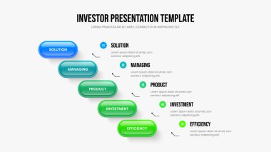 Atılgan Stratejisi Beş Seçenek Bilgi Kaydırma Tasarımı. Finansal Profil Şablonu Vektör İllüstrasyonu. Şirket Hava Durumu 5 Adım Diyagramı Sunum Düzeni.