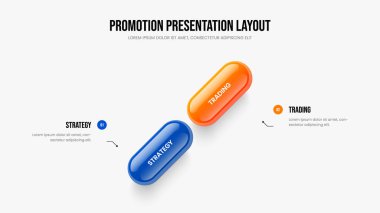 Mali İnceleme Slayt Düzeni Vektör İllüstrasyonu. Reklam Çözümü 2 Element Infographic Slayt Gösterisi Tasarımı. Şirket Performans 2 Seçenek Diyagramı Şablonu.