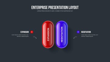 Ürün Profili 2 Adım Infographic Slayt Düzeni. Piyasa Analizi İki Seçenek Slayt Gösterisi Tasarımı. Pazarlama Kampanyası Sunum Şablonu Vektör İllüstrasyonu.