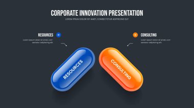 Enterprise Showcase Frame Mimarlık Vektör İllüstrasyonu. İş Raporu 2 Element Bilgi Kaydırma Tasarımı. Görsel Profil İki Adım Diyagram Slayt Gösterisi Şablonu.