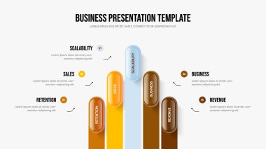Pazarlama Analizi Beş Seçenek Bilgi Çerçeve Tasarımı. Dijital Portföy Kaydırma Düzeni Vektör İllüstrasyonu. Modern İcat 5 Adım Diyagram Sunum Şablonu.
