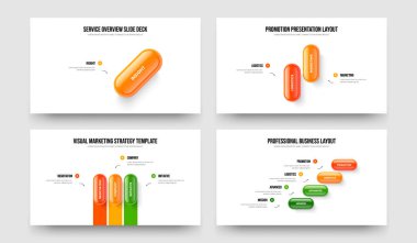 Satış Fırlatma 123 Element Bilgi Kaydırma Şablonu Koleksiyonu. Modern Showcase 1-2-3-4 Seçenek Çerçeve Düzenleme Vektör İllüstrasyonu.
