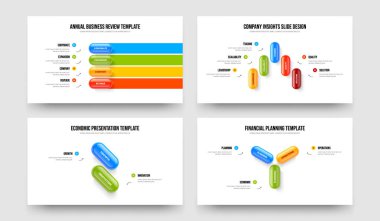 İş Profili 4-5-2-3 Seçenek Slayt Tasarım Vektörü Çizimi. Şirket İncelemesi 4523 Adım Diyagram Slayt Şablonu Koleksiyonu.