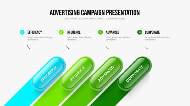 Atılgan Planlama 4 Seçenek Diyagram Tasarımı. Profesyonel Genel Bakış Dört Element Bilgi Kaydırma Düzeni. Satış Geliştirme Slaytı Şablonu Vektör İllüstrasyonu.