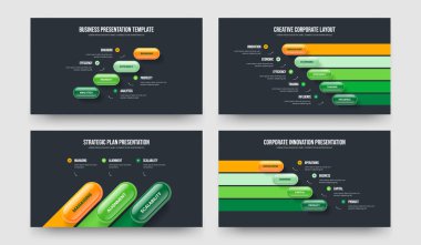 Modern Genel Bakış Dört Beş Üç Dört Seçenek Diyagram Sunum Şablonu Vektör İllüstrasyon Paketi. Profesyonel Plan 4534 Element Bilgi Çerçeve Düzenleme Ayarları.