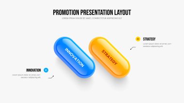 Piyasa Fırlatma 2 Adım Diyagram Kaydırma Düzeni. Modern Kampanya İki Element Bilgi Sunum Şablonu. Proje Planlama Slayt Gösterisi Tasarım Vektörü İllüstrasyonu.