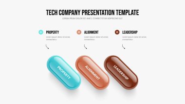 İş Profili Şablon Şablonu İllüstrasyonu. Kurumsal Teklif Üç Basamaklı Diyagram Sunum Düzeni. Pazarlama Planlama 3 Seçenek Bilgisel Slayt Gösterisi Tasarımı.