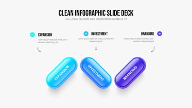 İş İçgörüsü 3 Element Diyagramı Slayt Gösterisi Düzeni. Satış Planı Sunum Tasarım Vektörü İllüstrasyonu. Finansal Büyüme Üç Seçenek Bilgisel Kaydırma Şablonu.