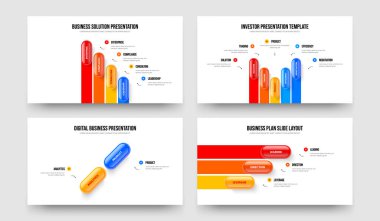 Proje Planlama Dört Beş İki Üç Basamaklı Tanıtım Şablonu Vektör Resimleri Paketi. Finansal Teklif 4523 Element Diyagram Kaydırma Tasarımı.