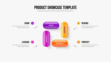 Dijital Çözüm Dört Adım Bilgisel Sunum Düzeni. Enterprise Review 4 Element Diyagramı Slayt Gösterisi Şablonu. Ürün Geliştirme Çerçeve Tasarım Vektörü İllüstrasyonu.