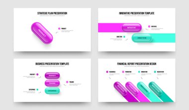 Reklam Analizi Bir İki Üç Dört Basamaklı Infographic Frame Şablon Vektör Resimleri Paketi. Profesyonel Brifing 1234 Element Diyagramı Sunum Düzeni Koleksiyonu.