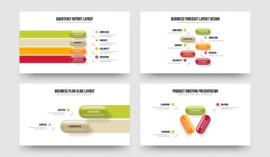Profesyonel Performans 4523 Element Diyagram Slayt Gösterisi Tasarım Seti. Atılgan Hava Durumu Dört Beş İki Üç Adım Bilgi Kaydırma Şablonu Vektör Resimleme Paketi.