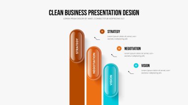 Satış İçgörü Kaydırağı Tasarım Vektörü İllüstrasyonu. Yaratıcı Geliştirme Üç Seçenek Slayt Şablonu. Pazarlama Görselleştirme 3 Adım Diyagram Sunum Düzeni.