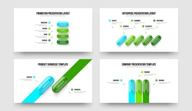 Profesyonel Giriş 4-5-2-3 Basamaklı Bilgi Sunumu Vektör Çizim Koleksiyonu. Modern Rapor 4523 Element Diyagramı Şablon Paketi.