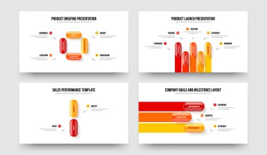 Yatırımcı Denetleme Dört Beş İki Üç Seçenek Slayt Düzeni Vektör İllüstrasyon Kümesi. Görsel Strateji 4523 Adım Diyagram Sunum Tasarımı Koleksiyonu.